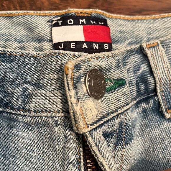 Vintage Tommy Hilfiger Tommy Jeans Blue Distressed Denim Shorts - Picture 7 of 10